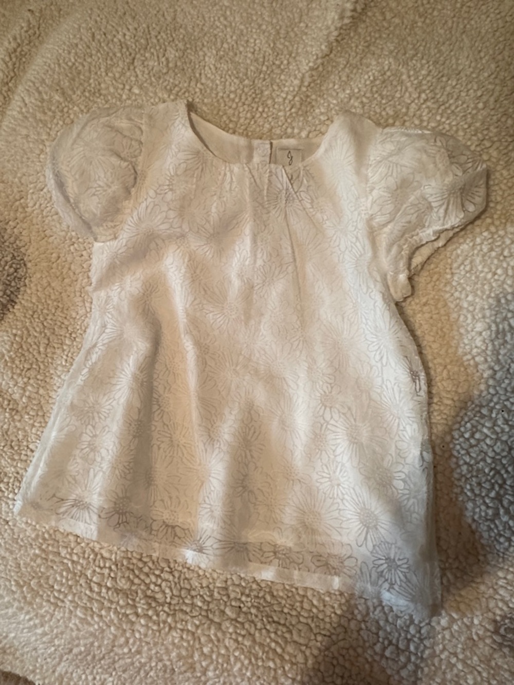 Joie Cream Floral Lace Puff Sleeve Blouse